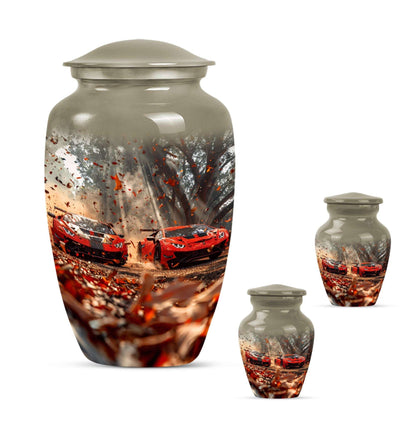 Car Theme Large Urn With 2 Keepsake Urn