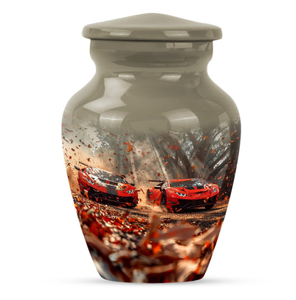 10-inch classic butterfly-themed aluminium car funeral urn.