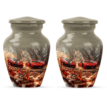 10-inch classic butterfly-themed aluminium car funeral urn.