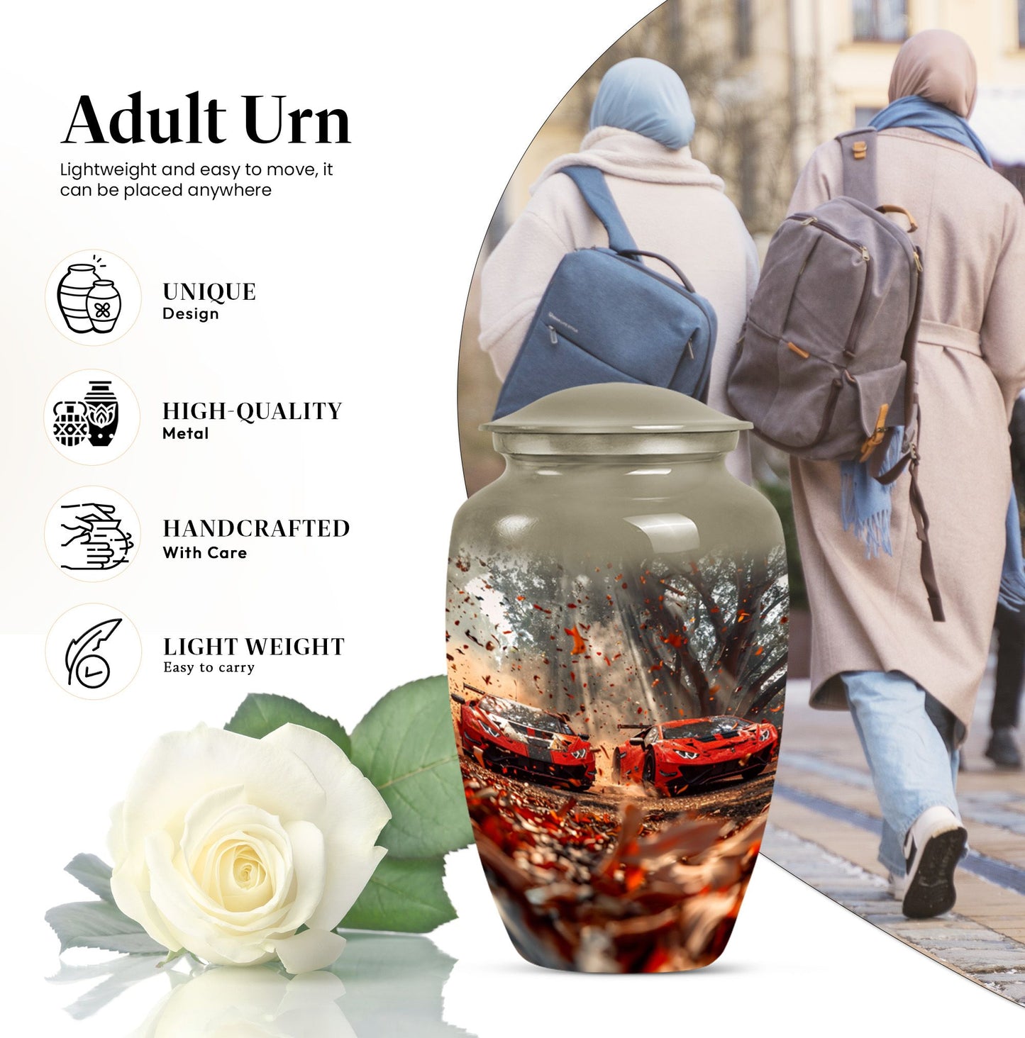 10-inch classic butterfly-themed aluminium car funeral urn.