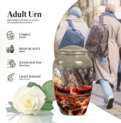 10-inch classic butterfly-themed aluminium car funeral urn.