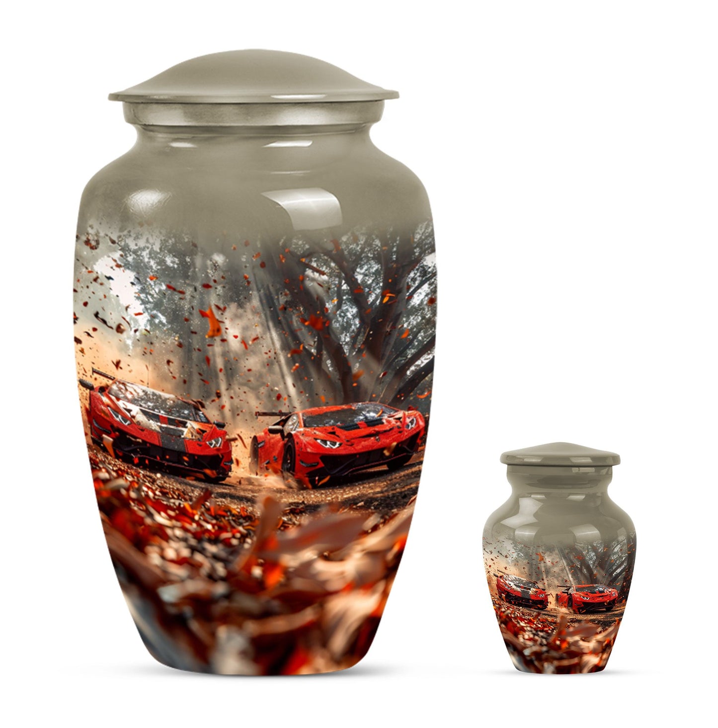 10-inch classic butterfly-themed aluminium car funeral urn.