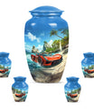 10-inch classic car urn with butterfly theme.