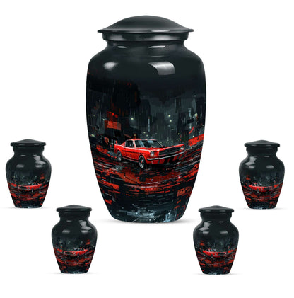 Car Theme Large Urn With 4 Keepsake Urn