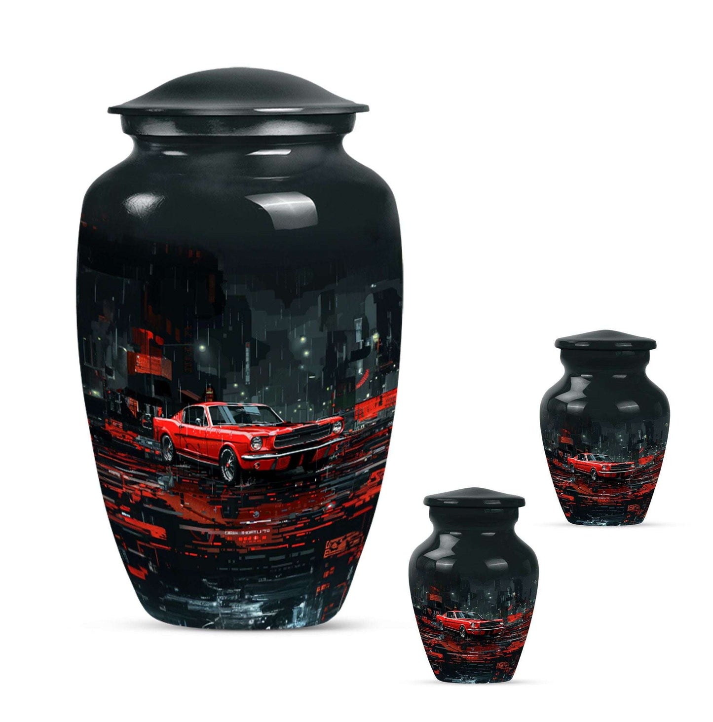 Car Theme Large Urn With 2 Keepsake Urn