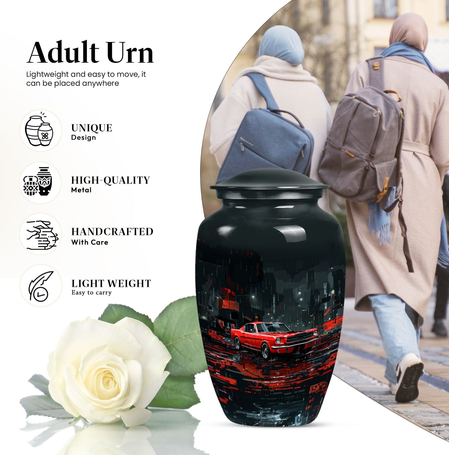 Classic 10 inch butterfly-themed cremation urn.
