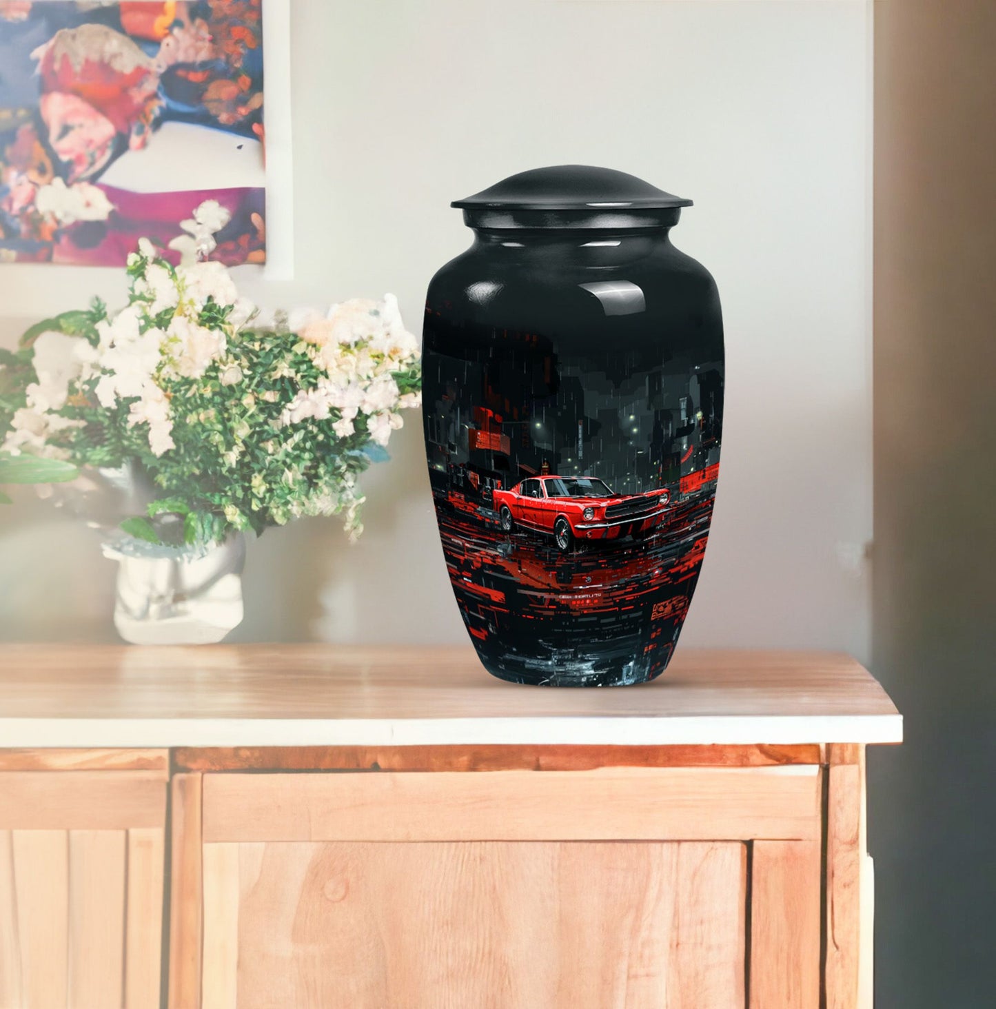 Classic 10 inch butterfly-themed cremation urn.