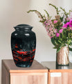 Classic 10 inch butterfly-themed cremation urn.