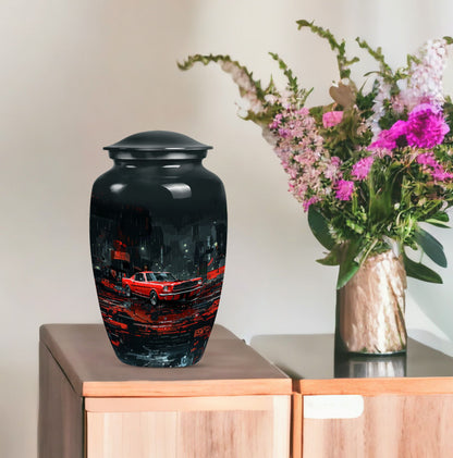 Classic 10 inch butterfly-themed cremation urn.