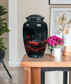 Classic 10 inch butterfly-themed cremation urn.