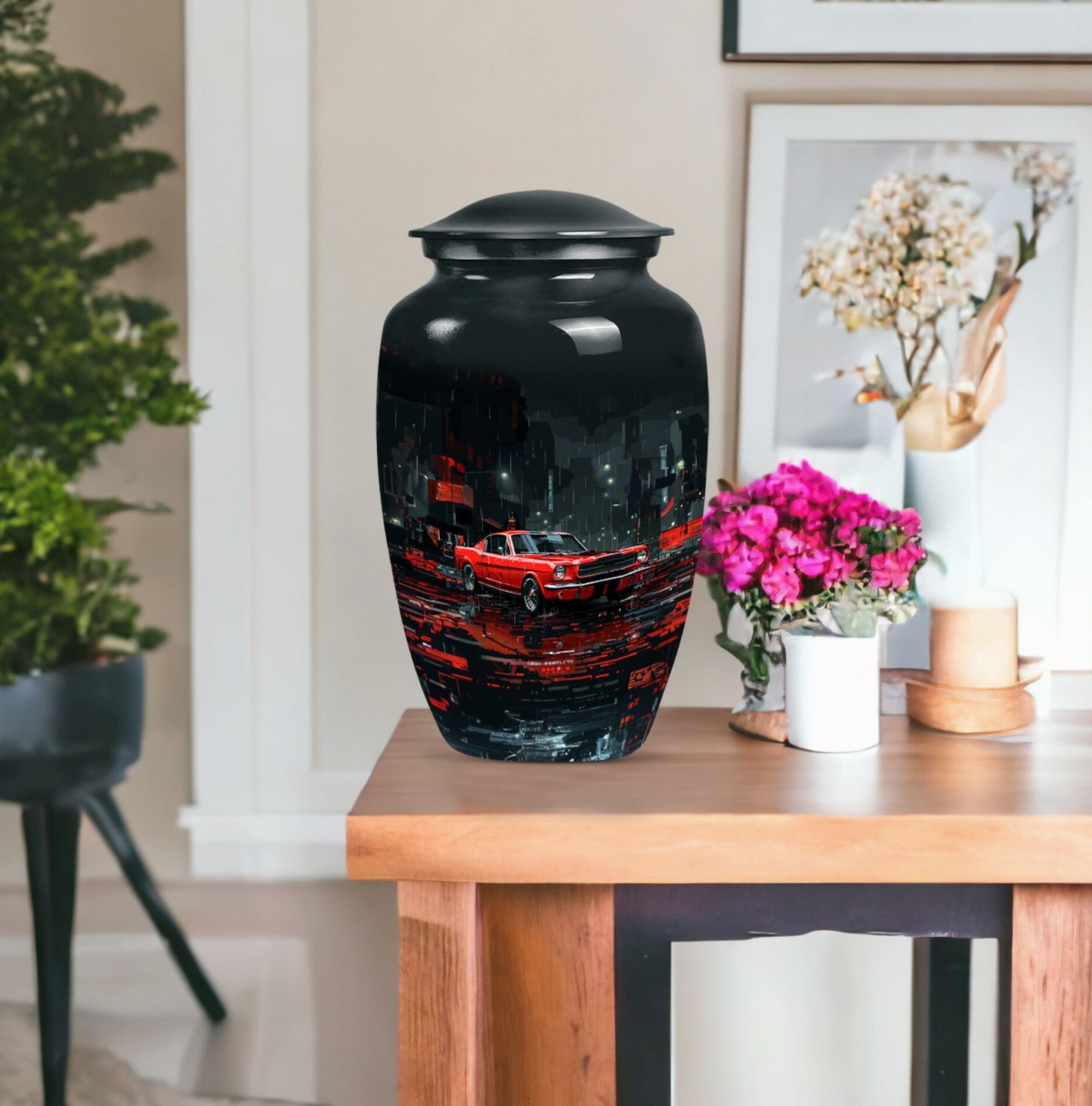 Classic 10 inch butterfly-themed cremation urn.