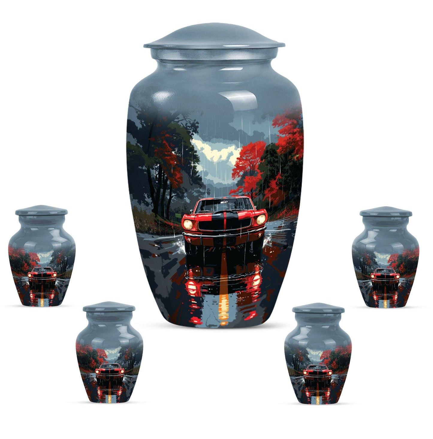 Car Theme Large Urn With 4 Keepsake Urn