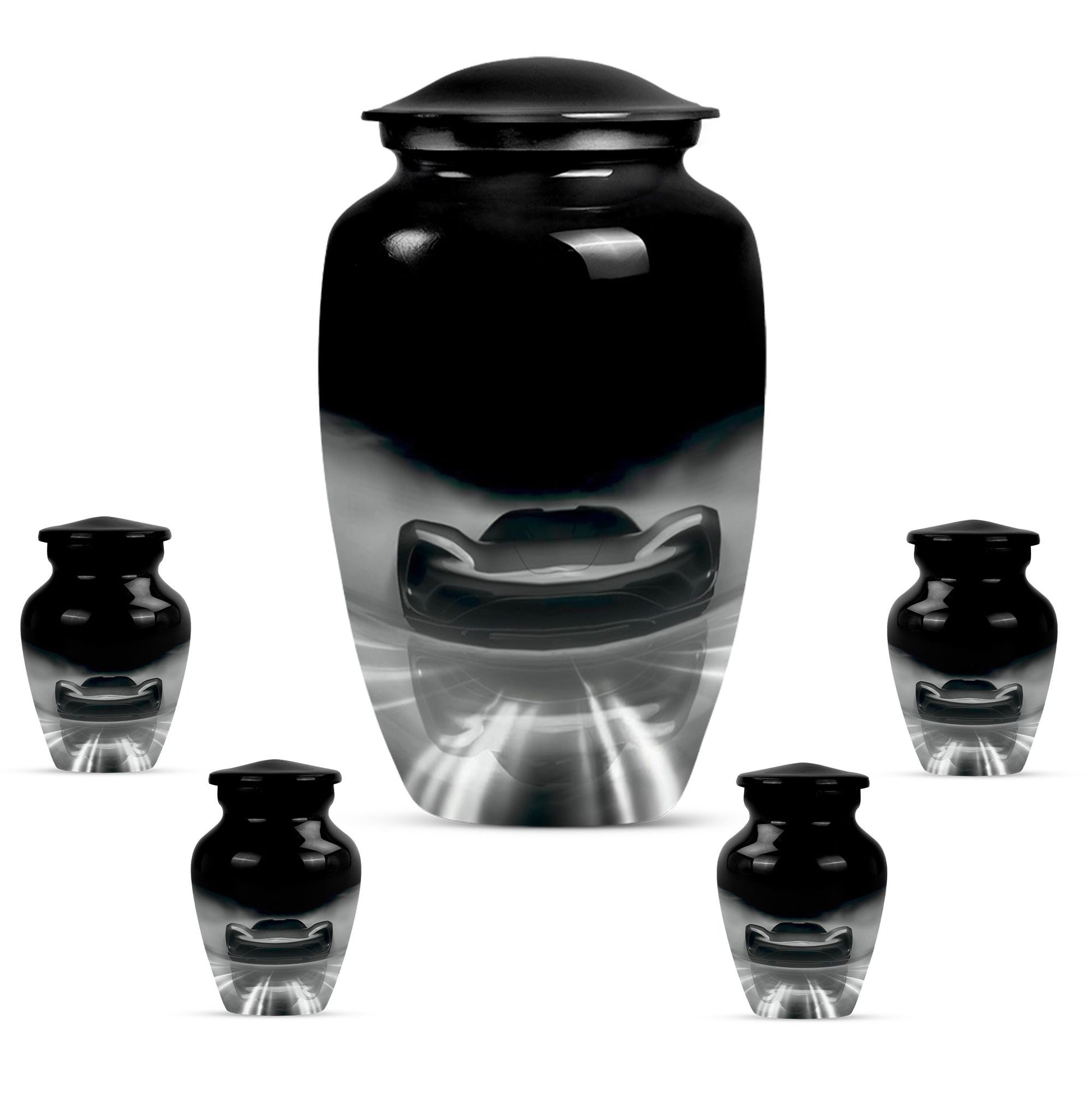 Car Theme Large Urn With 4 Keepsake Urn
