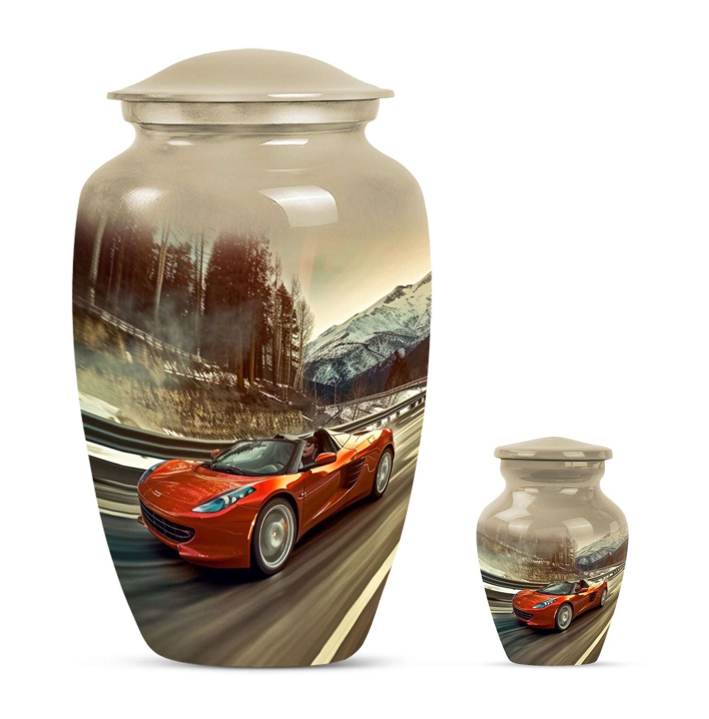 Car Theme Large Urn With 1 Keepsake Urn