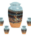 Baseball Theme Large Urn With 4 Keepsake Urn