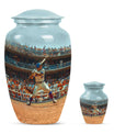 Baseball Theme Large Urn With 1 Keepsake Urn