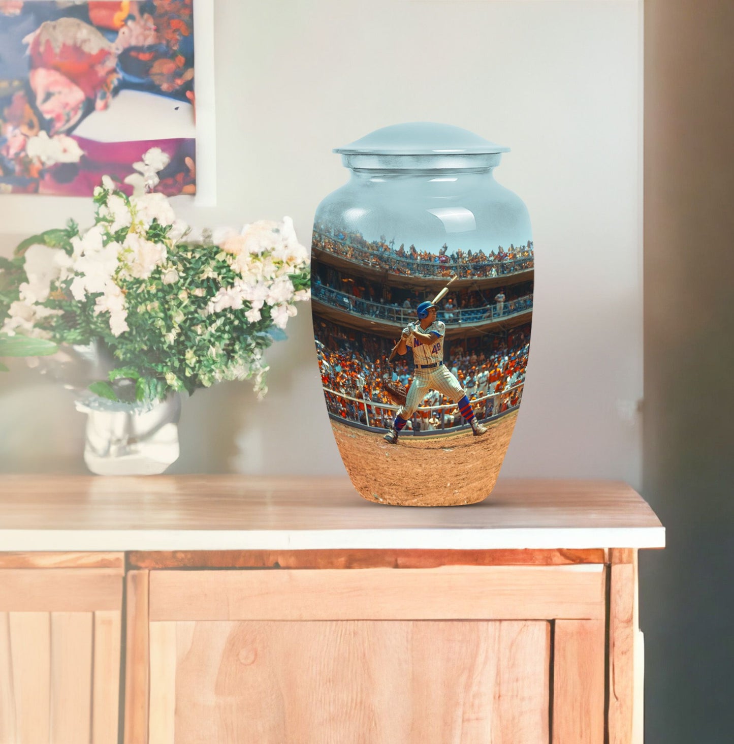  Baseball Urn with Butterfly Theme for Ashes