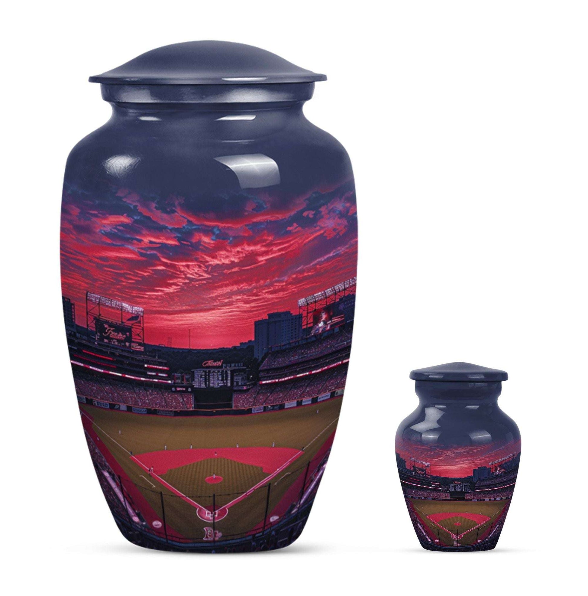Baseball Theme Large Urn With 1 Keepsake Urn