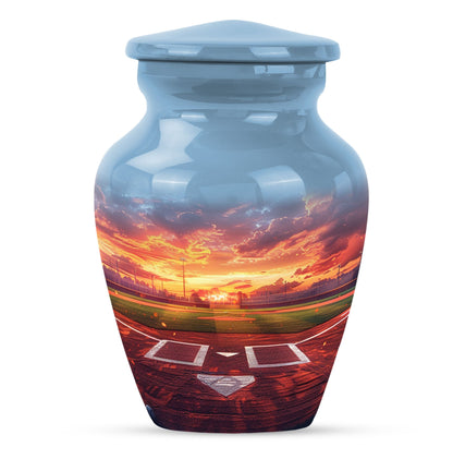 Classic 10-inch baseball urn with butterfly theme.
