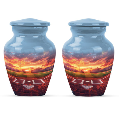 Classic 10-inch baseball urn with butterfly theme.