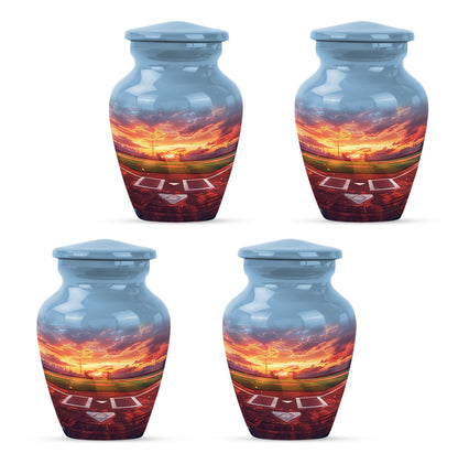 Classic 10-inch baseball urn with butterfly theme.