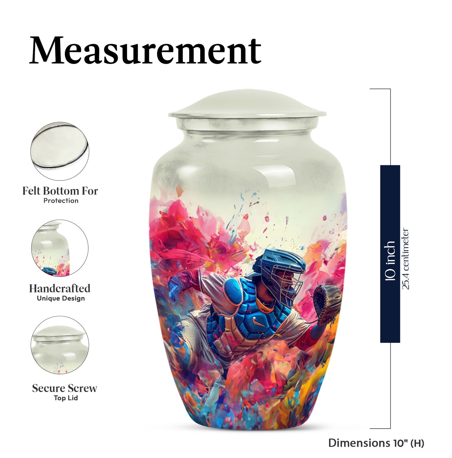 10-inch classic butterfly-themed baseball urn for ashes,