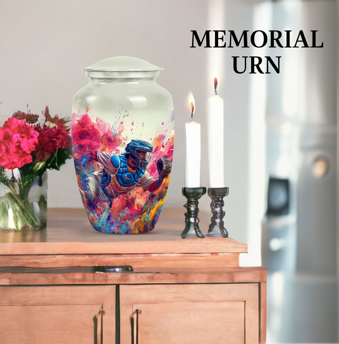 10-inch classic butterfly-themed baseball urn for ashes,