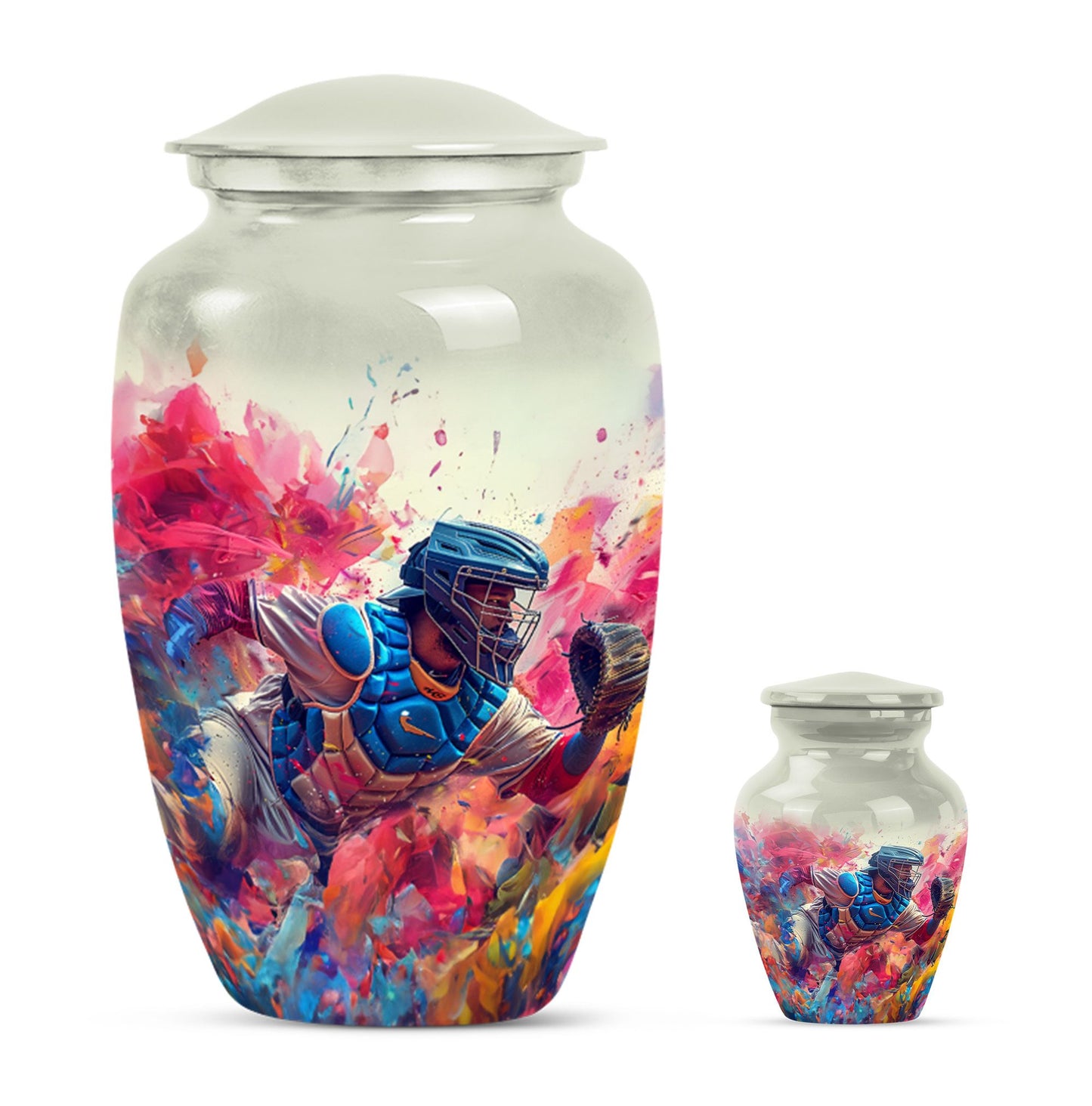 10-inch classic butterfly-themed baseball urn for ashes,