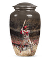 10-inch classic baseball urn in aluminium with butterfly.
