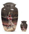 10-inch classic baseball urn in aluminium with butterfly.