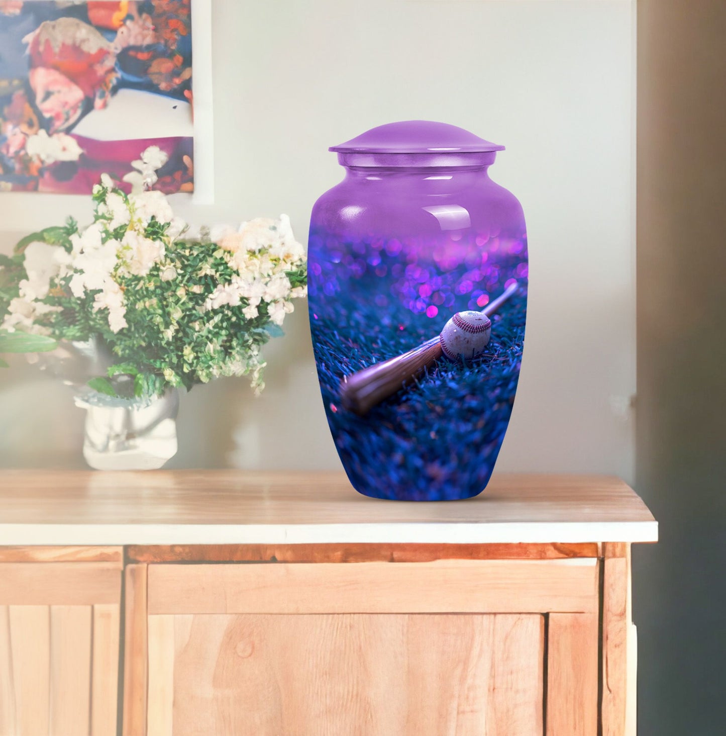 10 inch aluminum baseball urn 