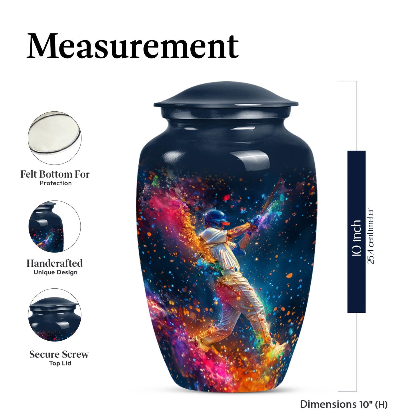 Classic 10-inch baseball cremation urn