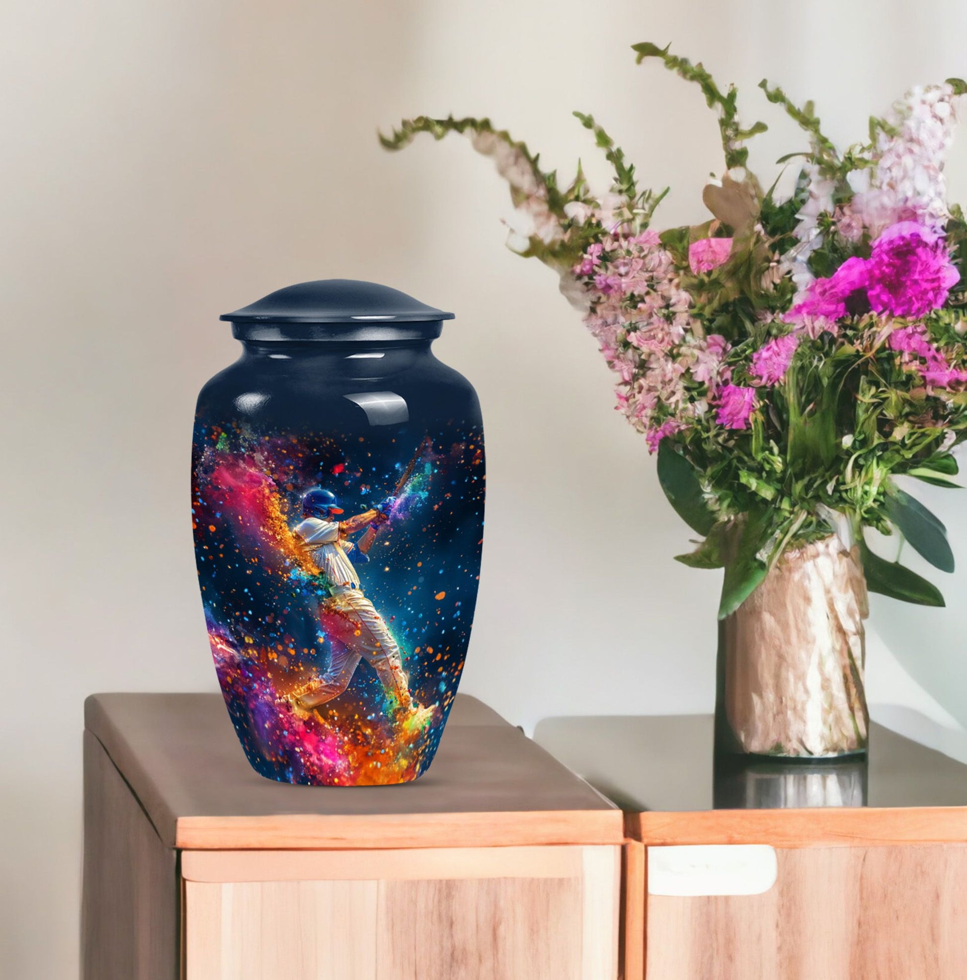 Classic 10-inch baseball cremation urn