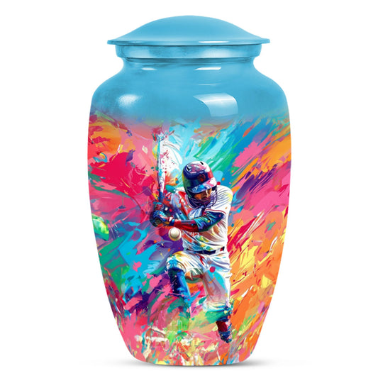 Large 10-inch Classic Baseball Urn, Butterfly theme