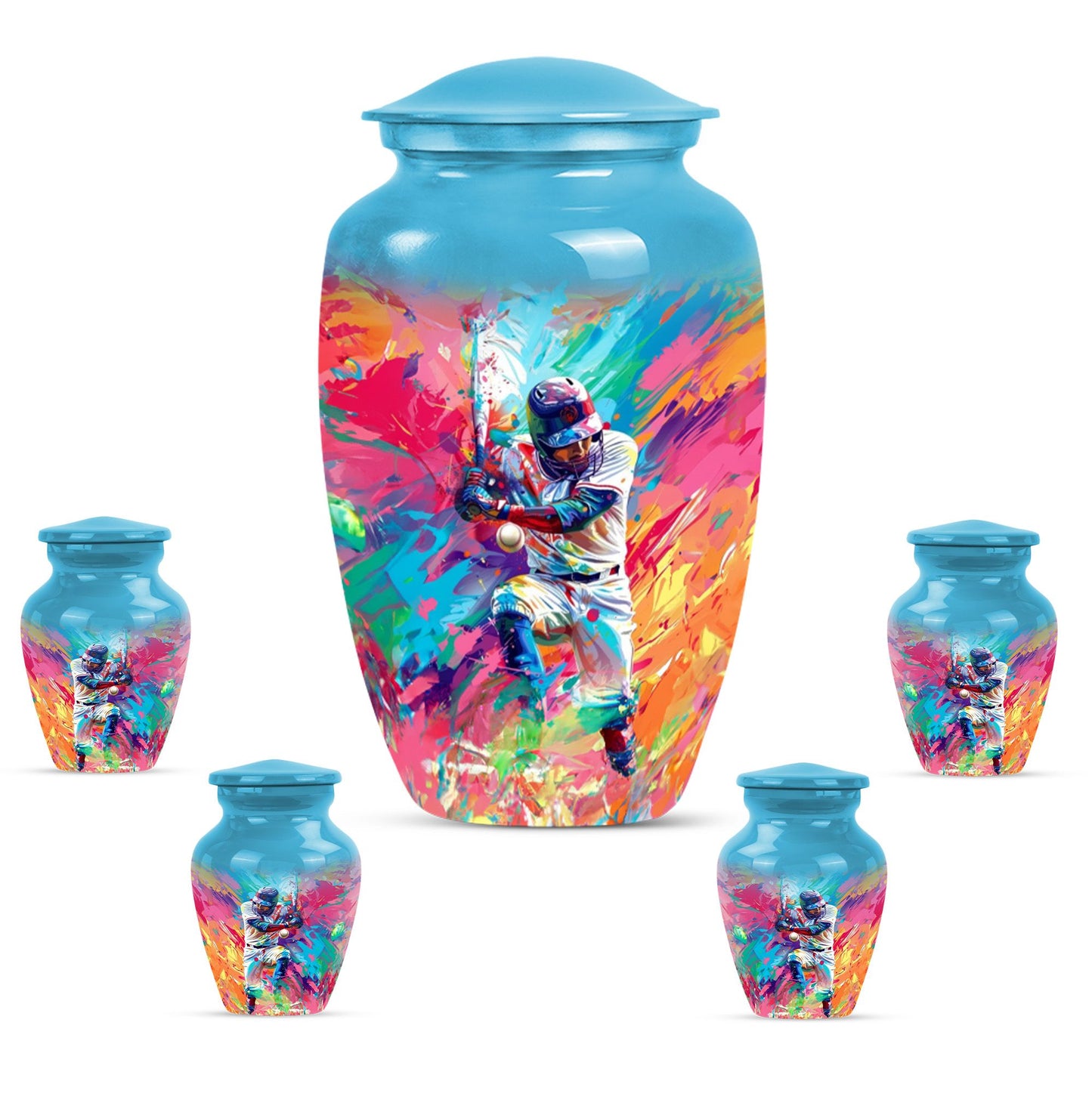 Large 10-inch Classic Baseball Urn, Butterfly theme