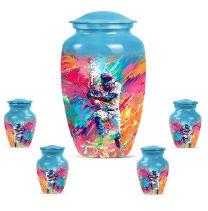 Large 10-inch Classic Baseball Urn, Butterfly theme