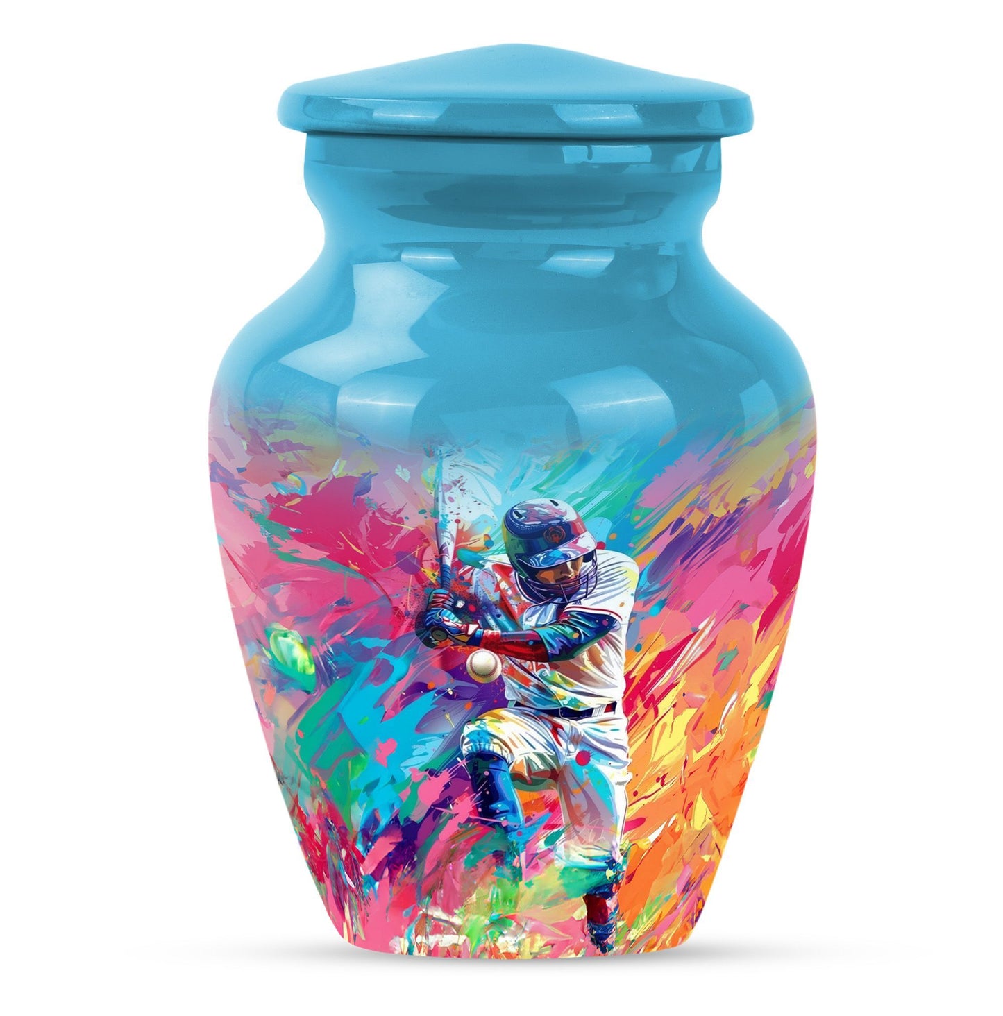 Large 10-inch Classic Baseball Urn, Butterfly theme