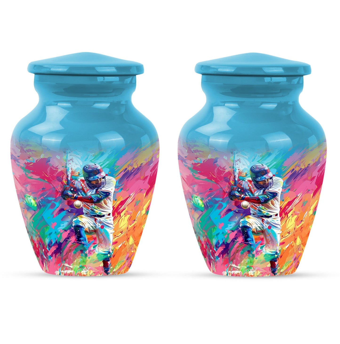 Large 10-inch Classic Baseball Urn, Butterfly theme