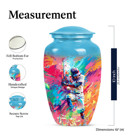 Large 10-inch Classic Baseball Urn, Butterfly theme