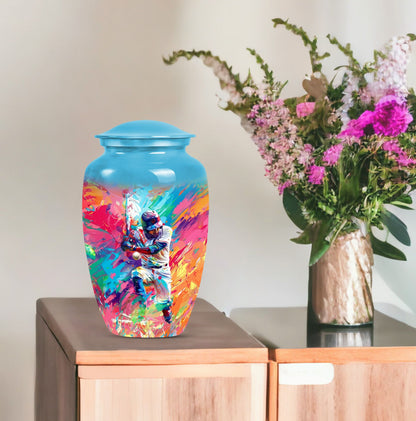 Large 10-inch Classic Baseball Urn, Butterfly theme