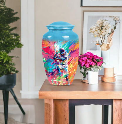 Large 10-inch Classic Baseball Urn, Butterfly theme
