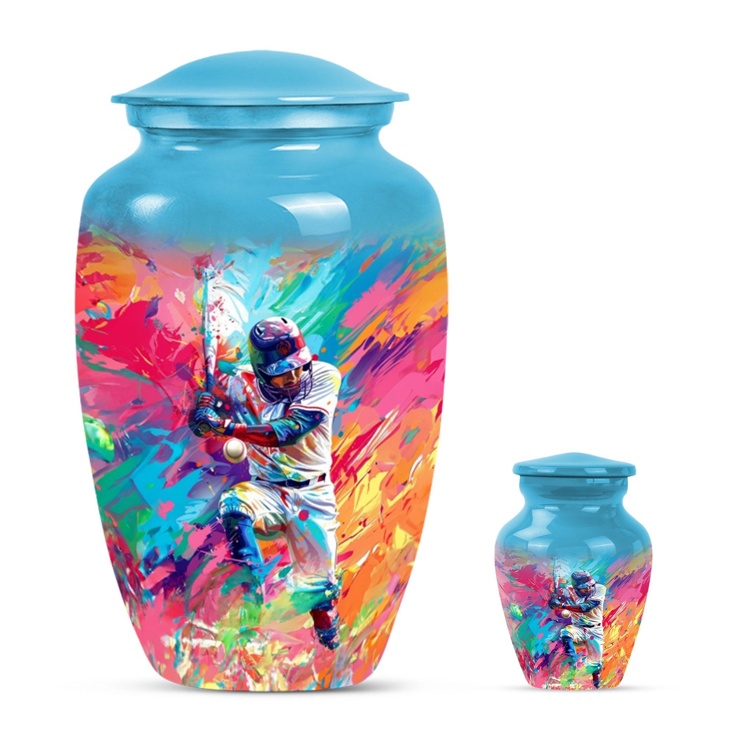 Large 10-inch Classic Baseball Urn, Butterfly theme