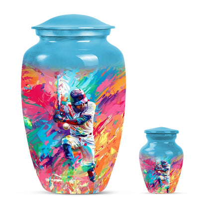 Large 10-inch Classic Baseball Urn, Butterfly theme
