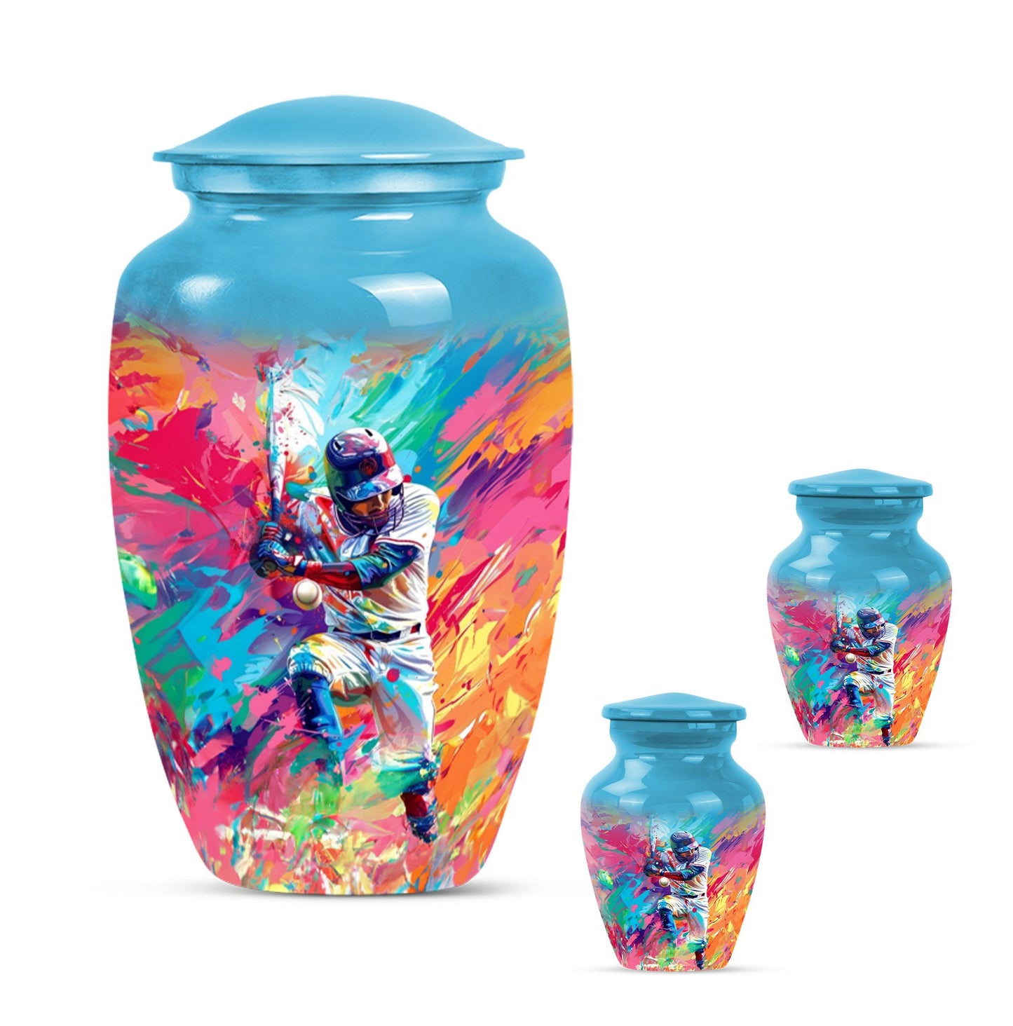 Large 10-inch Classic Baseball Urn, Butterfly theme