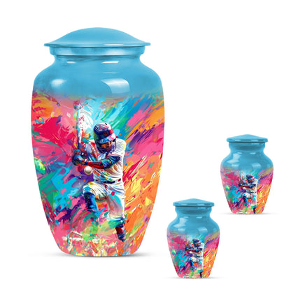 Large 10-inch Classic Baseball Urn, Butterfly theme