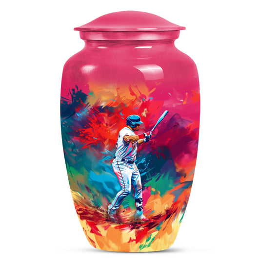 baseball urn with butterfly theme for women's ashes
