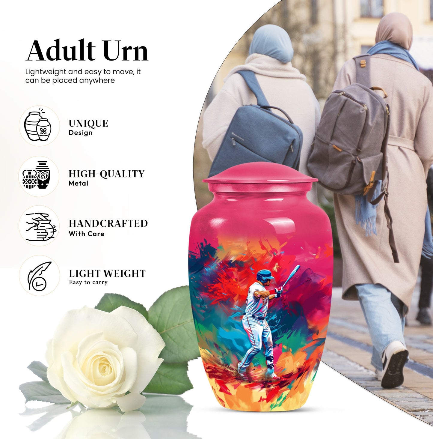 baseball urn with butterfly theme for women's ashes