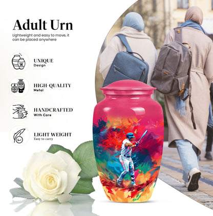 baseball urn with butterfly theme for women's ashes
