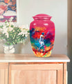 baseball urn with butterfly theme for women's ashes