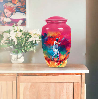 baseball urn with butterfly theme for women's ashes